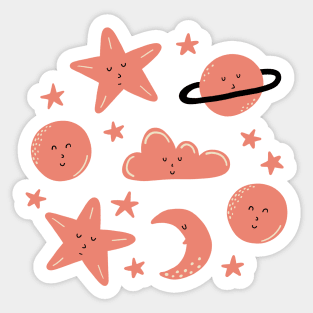 Dreamy skies above in coral Sticker